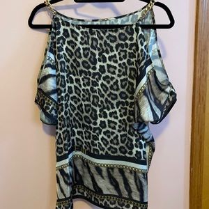 Michael Kors animal print cut off shoulders size M